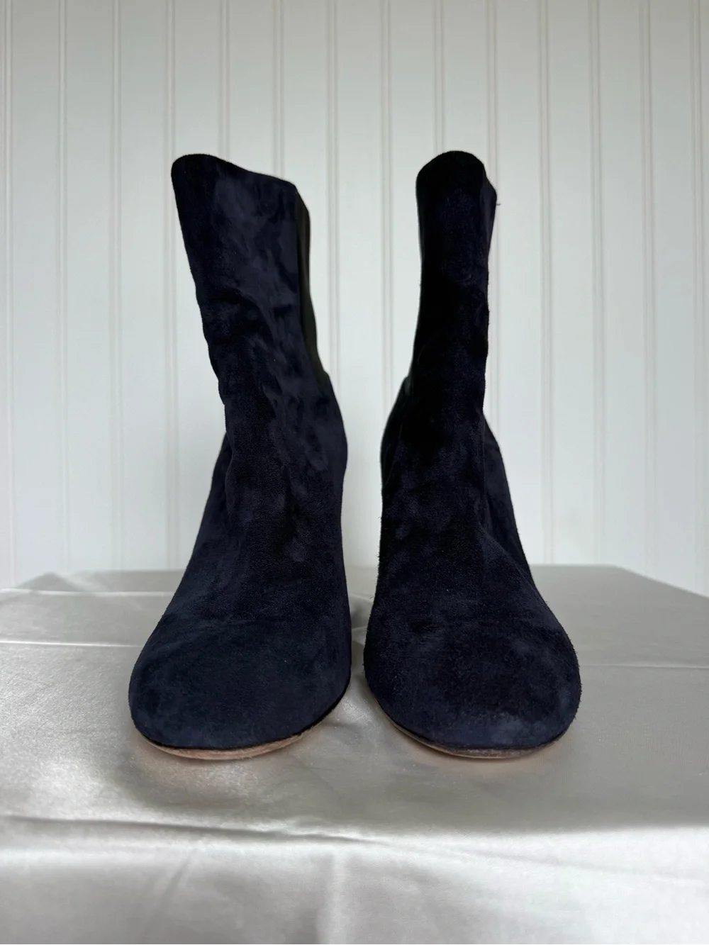 Rag & Bone Hazel Navy Suede Chelsea Ankle Boots Block Heel Size 39